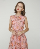 Floral print silk-chiffon dress